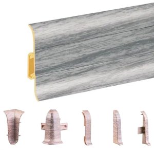 Light Grey Oak PVC Skirting Board & Flexible Edges with Cable Cover Accessories