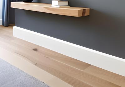 Different skirting board styles displayed in a modern UK home interior