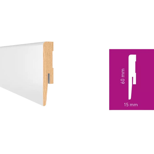 White 2.42m MDF Skirting Board for Modern Appearance